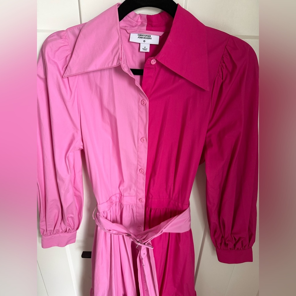 Like new Christopher John Rogers for Target Long Sleeve Two-Tone Shirtdress. 4. - Picture 4 of 8